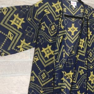 LuLaRoe Monroe navy gold fringe small NWT